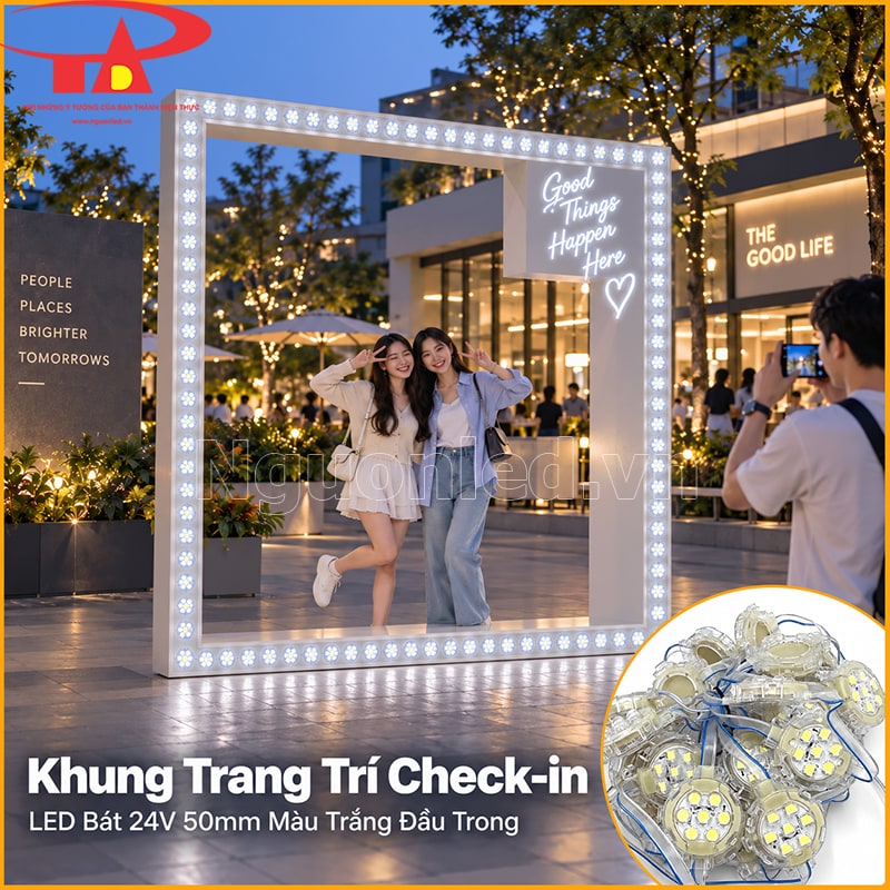 LED bát 50mm ánh sáng trắng đầu trong dùng cho trang trí biển quảng cáo ngoài trời 
