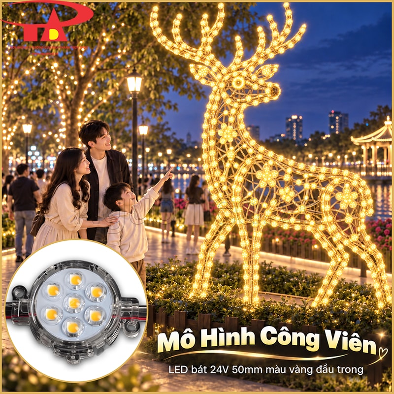 Mô hình trang trí lớn tạo đường viền bằng LED bát 50mm ánh sáng vàng đầu trong