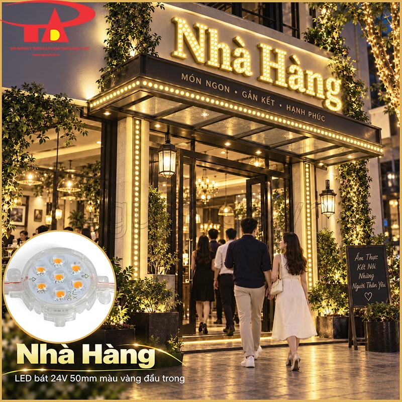Nhà hàng trang trí LED bát F50 màu vàng đầu trong quanh mái và lối vào