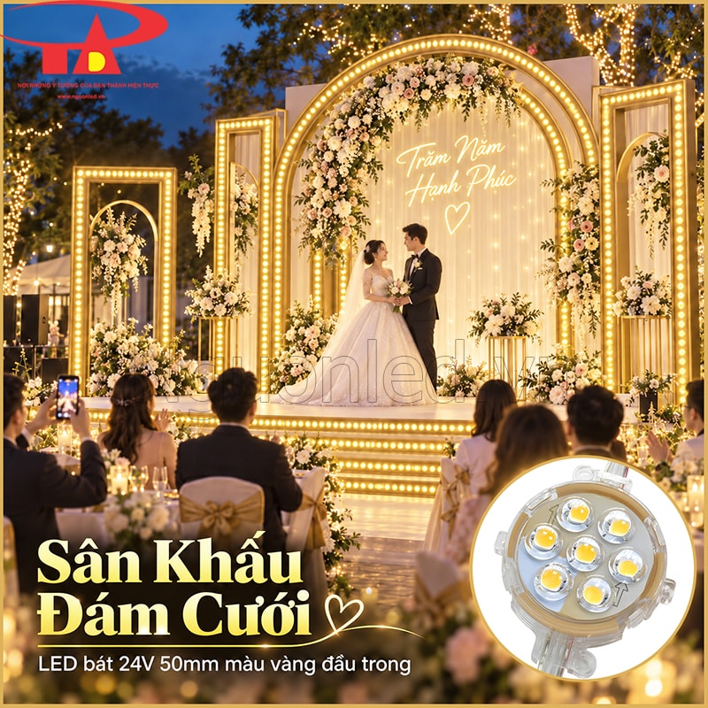 Sân khấu sự kiện trang trí LED bát F50 màu vàng đầu trong theo khung trang trí