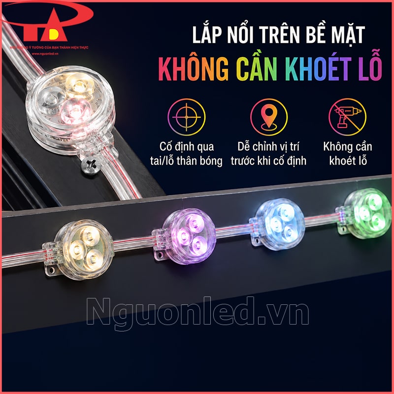 LED bát Full Color 30mm IC8206 đầu trong lắp nổi trên biển hiệu, khung và mô hình
