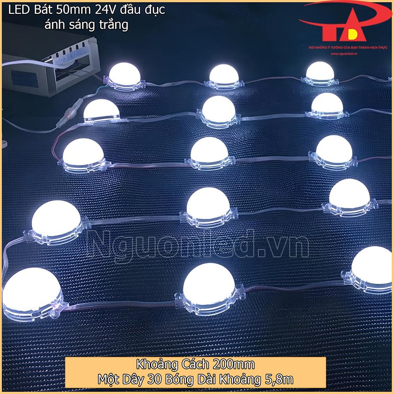 Dây LED bát 50mm gồm 30 bóng với khoảng cách tâm hai bóng khoảng 200mm