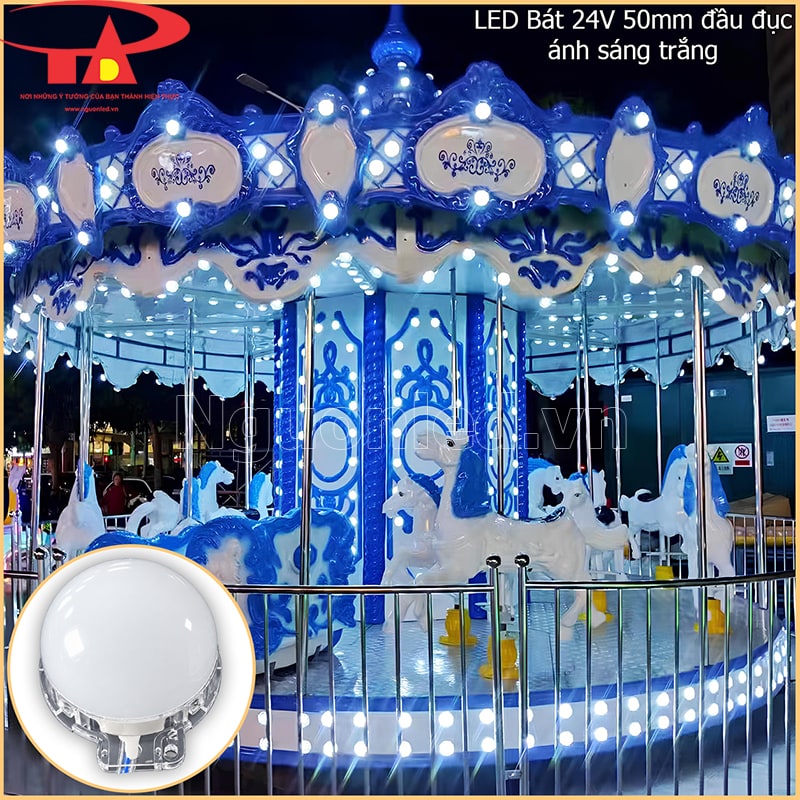 Khu vui chơi trang trí bằng LED bát 50mm màu trắng đầu đục