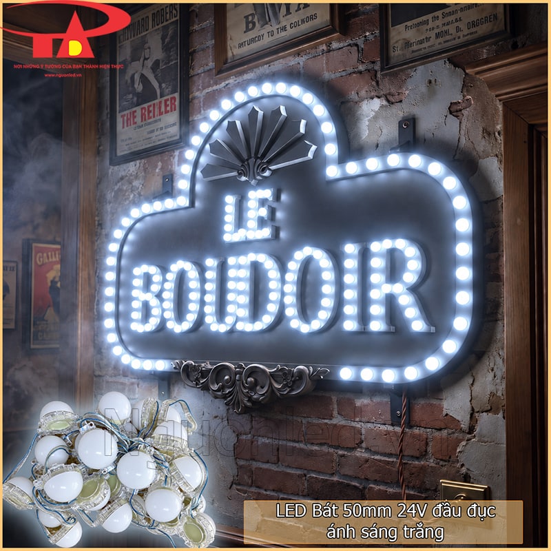 Chữ nổi trang trí bằng LED bát 50mm ánh sáng trắng đầu đục 