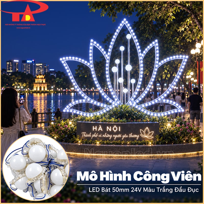 Mô hình trang trí bằng LED bát F50 24V ánh sáng trắng đầu đục