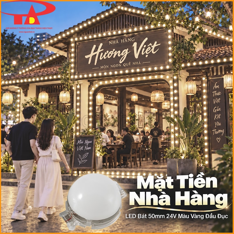Nhà hàng trang trí LED bát 50mm ánh sáng vàng đầu đục quanh mặt tiền và lối vào