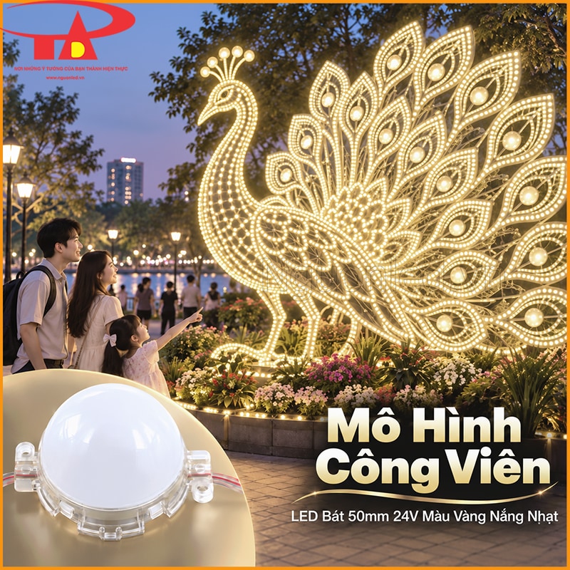 Mô hình con vật ngoài trời tạo hình bằng LED bát 50mm ánh sáng vàng đầu đục