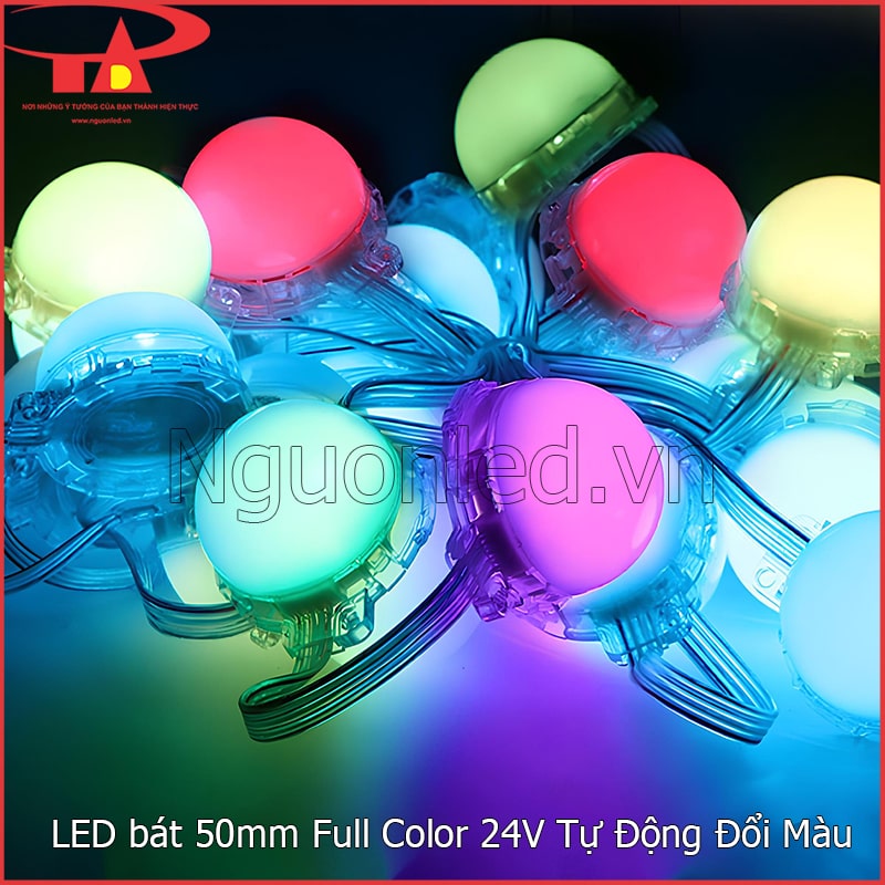 LED bát 50mm Full Color đầu đục phát đồng thời nhiều màu khi cấp nguồn 24V