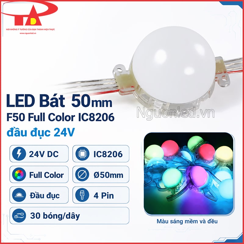 LED bát 50mm Full Color IC8206 đầu đục 24V với các thông tin chính về sản phẩm
