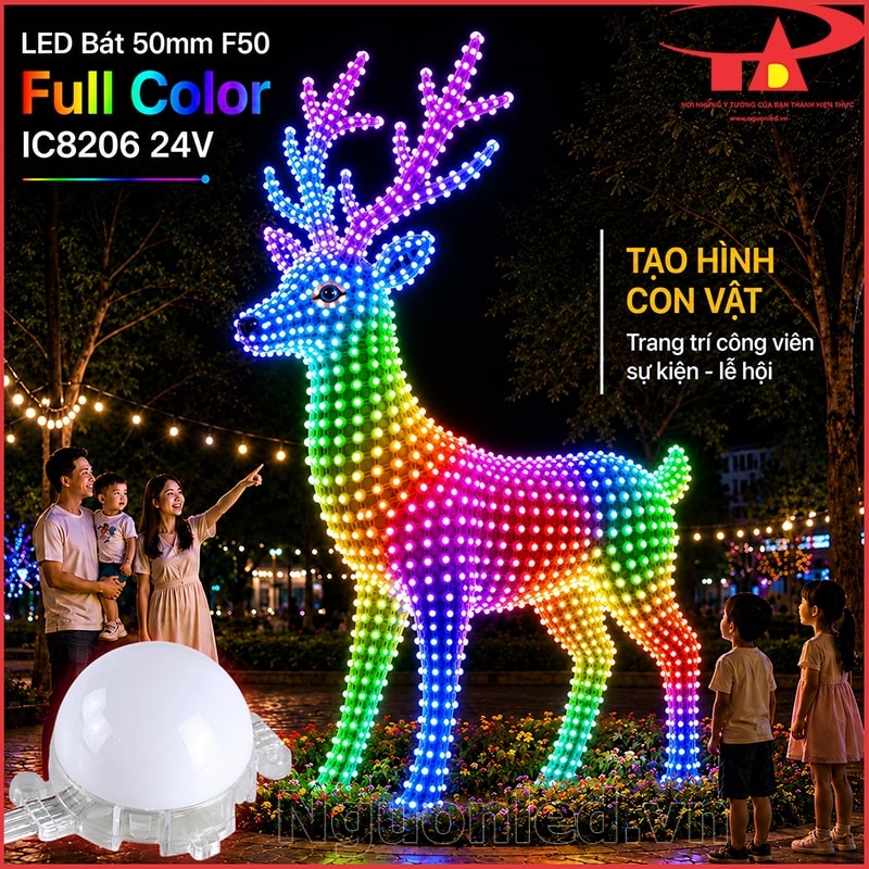 Mô hình tuần lộc ngoài trời tạo hình bằng nhiều điểm LED bát F50 Full Color