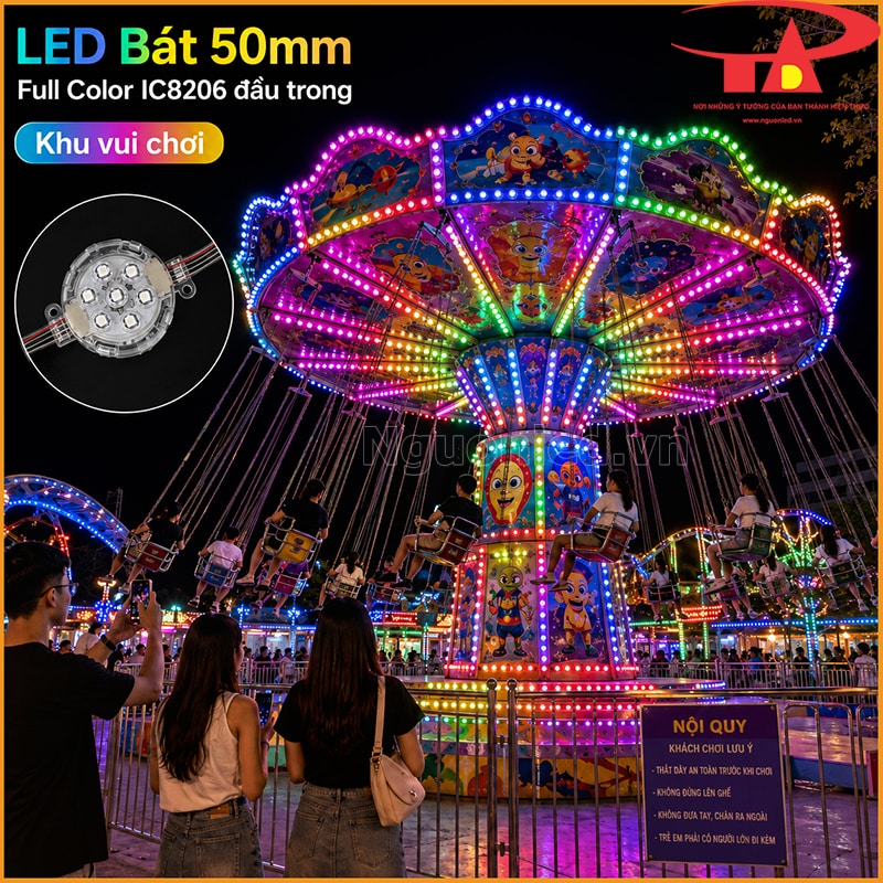 Trò chơi đu quay dây tại khu vui chơi trang trí LED bát 50mm Full Color theo khung lớn