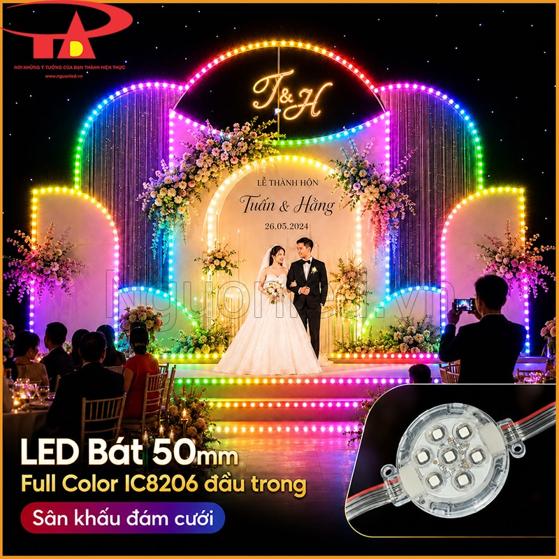 Sân khấu đám cưới viền nhiều lớp bằng LED bát F50 Full Color IC8206 đầu trong