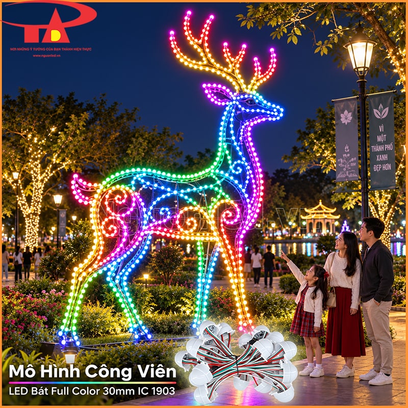 Mô hình con vật trang trí bằng LED bát Full Color 30mm IC1903