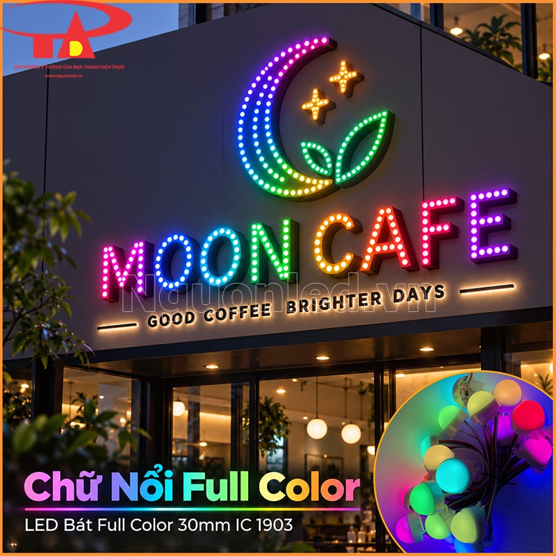 Biển quảng cáo sử dụng LED bát Full Color IC 1903 tạo các điểm sáng nhiều màu