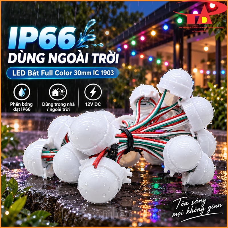 LED bát Full Color 30mm IC1903 cấp bảo vệ IP66 sử dụng ngoài trời