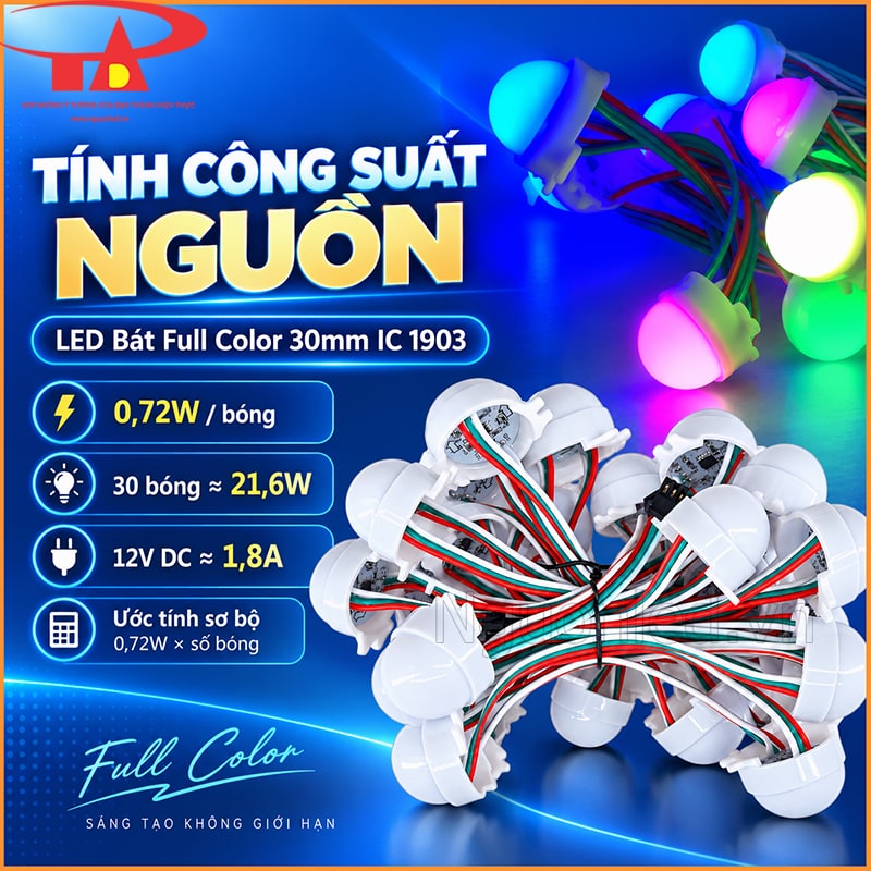 LED bát Full Color IC1903 dùng trong hệ thống đèn quảng cáo điều khiển màu