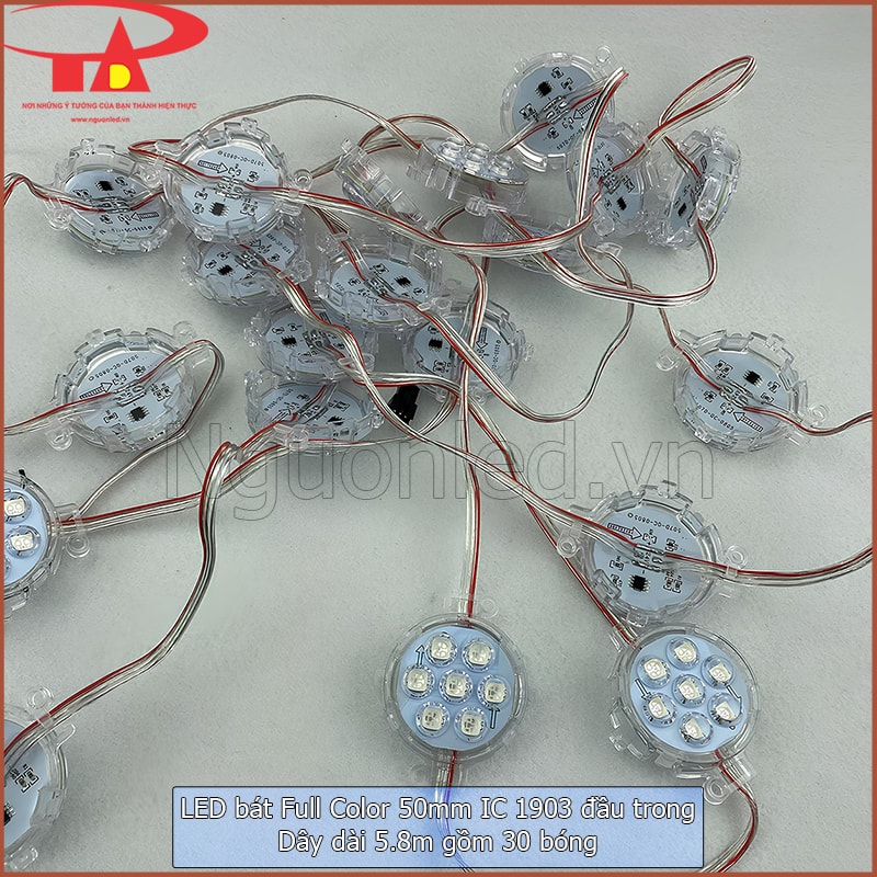 Dây LED bát Full Color 50mm IC1903 gồm 30 bóng dài khoảng 5,8m 
