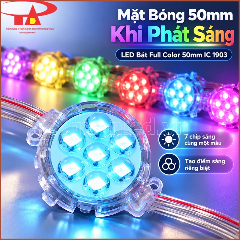 Bóng LED bát Full Color 50mm đầu trong phát sáng nhiều màu trên mặt bóng