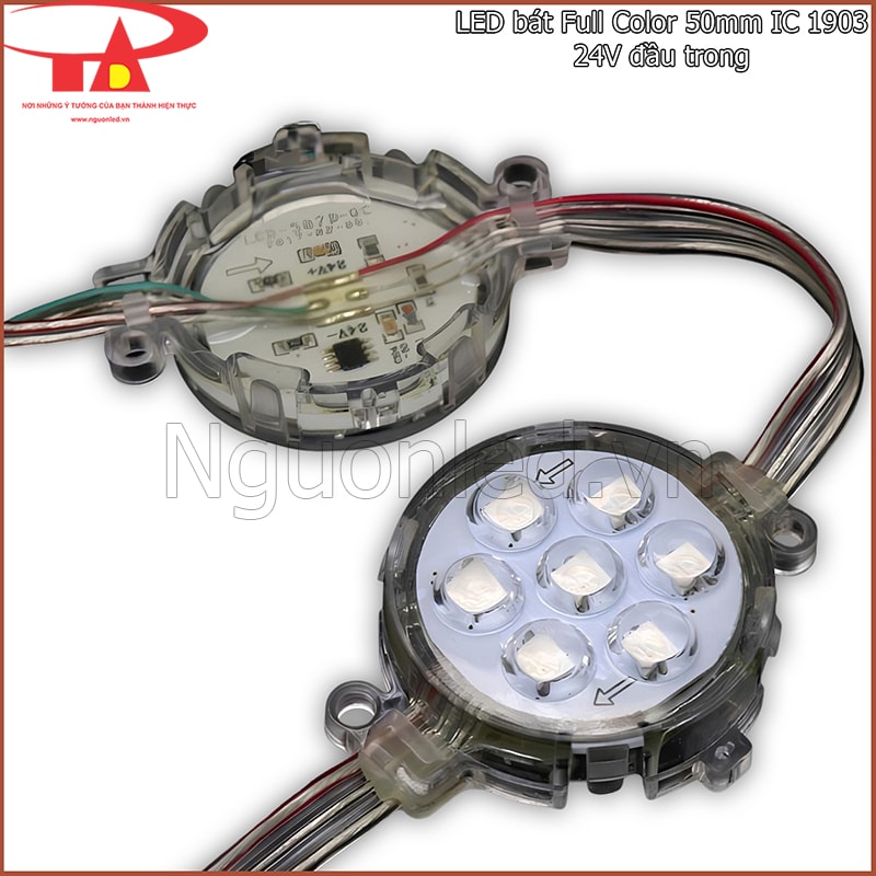 Mặt bóng trong của LED bát Full Color 50mm dùng khi kiểm tra vị trí lắp