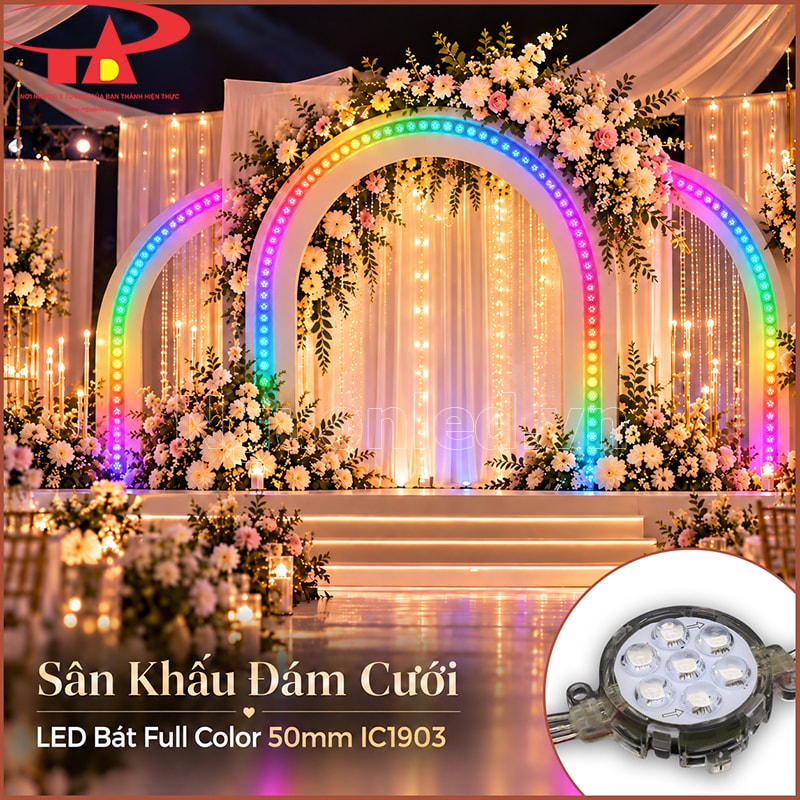Phông sân khấu trang trí bằng LED bát Full Color 50mm IC1903 nhiều màu