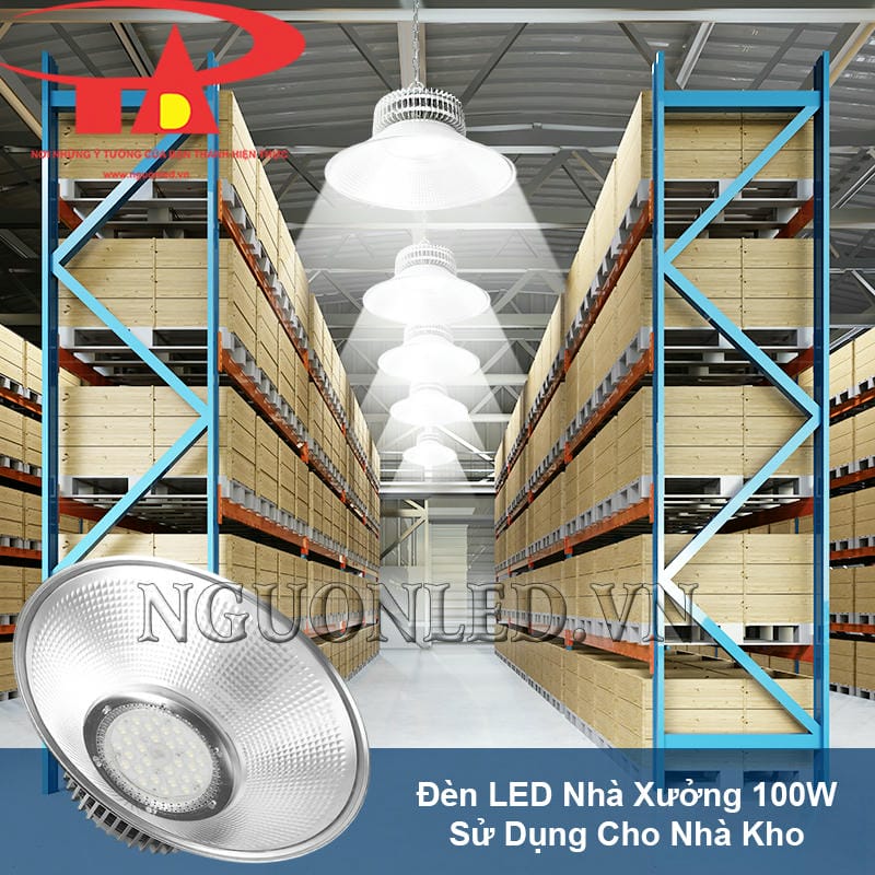 Đèn led highbay 100W tối ưu cho kệ hàng bên trong nhà kho
