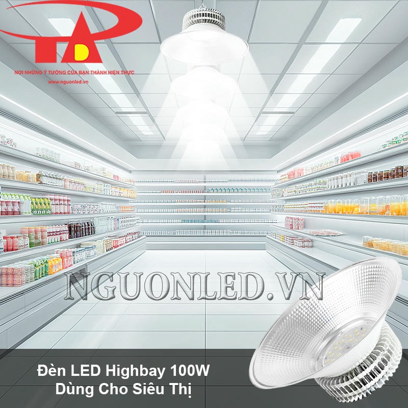 Đèn led highbay chiếu sáng lối đi trong siêu thị