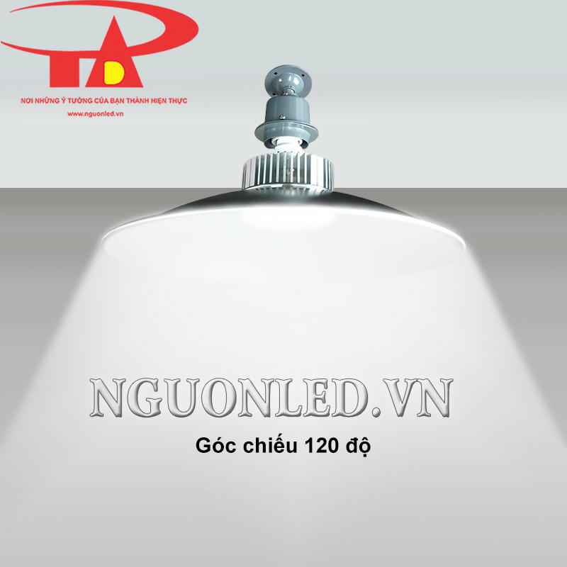 Góc chiếu rộng 120 độ của đèn led nhà xưởng 100W giúp ánh sáng tỏa đều