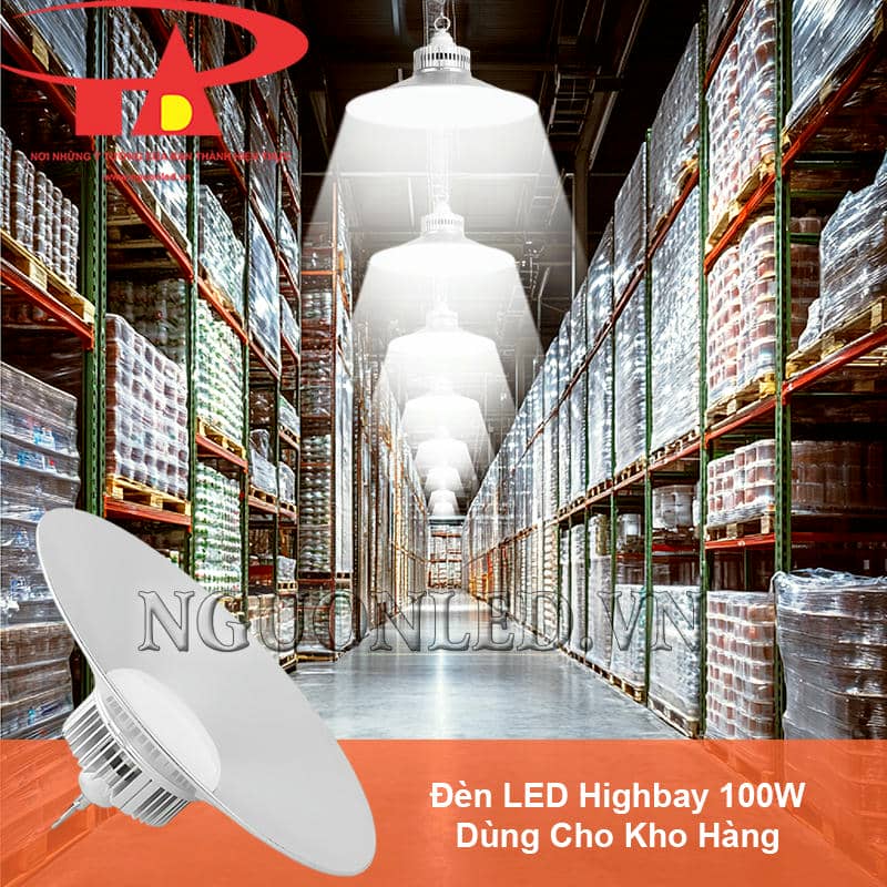 Đèn led highbay 100W móc treo tối ưu chiếu sáng cho kho hàng