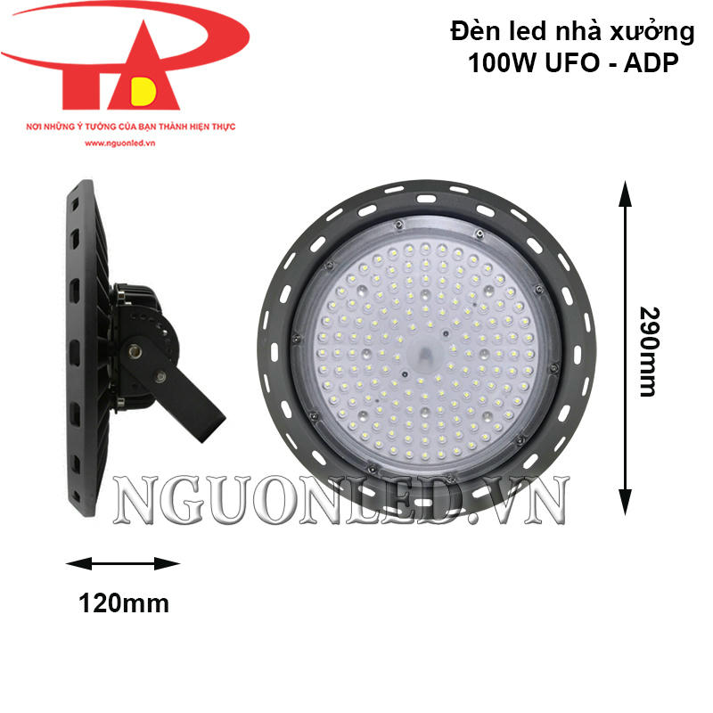 Kích thước đèn led nhà xưởng 100W UFO nhỏ gọn, phù hợp nhiều không gian
