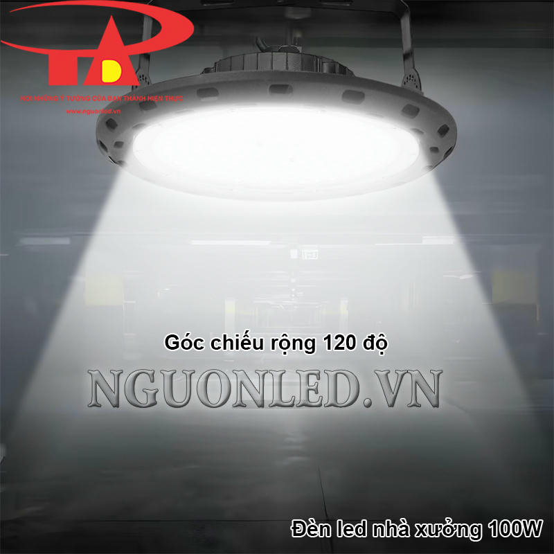 Đèn led chiếu sáng nhà xưởng 100W UFO với góc chiếu rộng 120 độ
