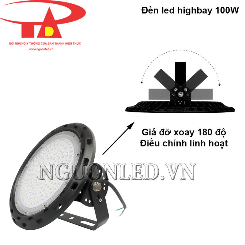Đèn led nhà xưởng UFO có giắ đỡ điều chỉnh 180 độ