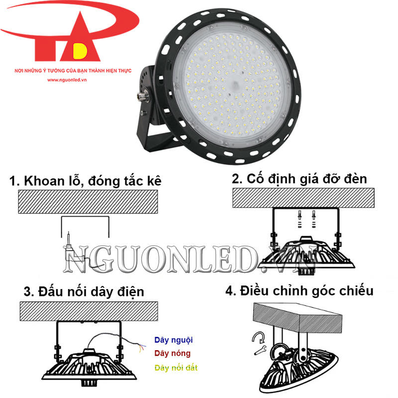 Hướng dẫn lắp đèn led nhà xưởng 100W đơn giản