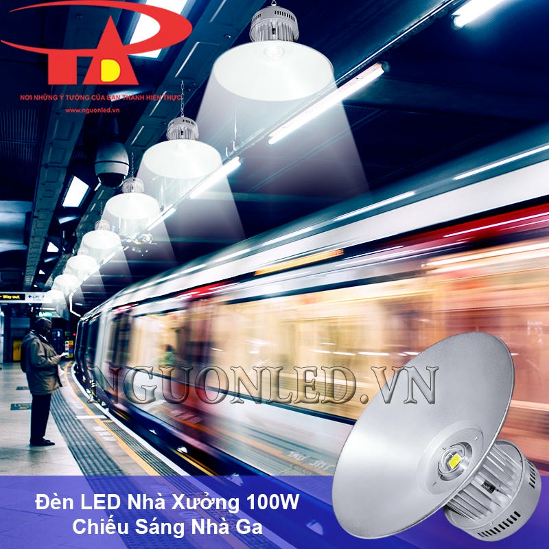 Đèn highbay 100W cao cấp, chiếu sáng an toàn cho sân ga