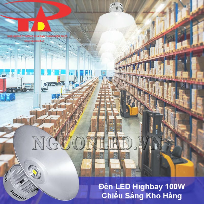 Đèn led nhà xưởng 100W độ sáng cao, bao phủ toàn bộ không gian kho hàng
