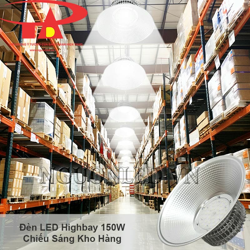 Đèn led highbay 150W chiếu sáng rõ cho không gian kho hàng