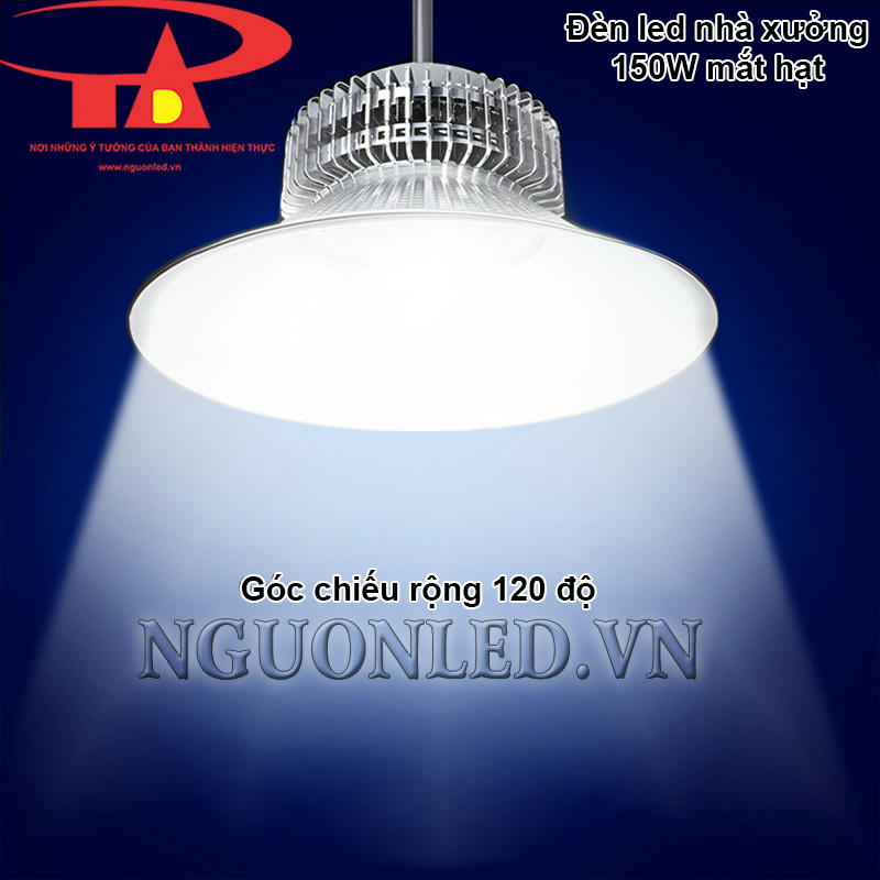 Góc chiếu rộng và ánh sáng đồng đều của đèn led chiếu sáng nhà xưởng 150W