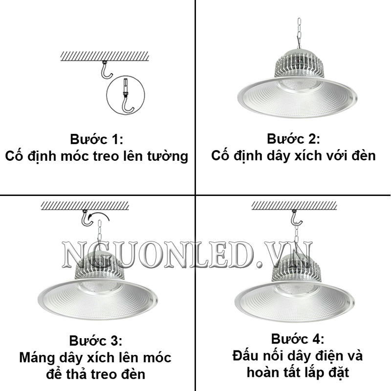 Hướng dẫn lắp đặt đèn led nhà xưởng 150W chi tiết