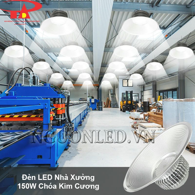 Đèn LED nhà xưởng 150W chóa kim cương siêu sáng, tiết kiệm điện