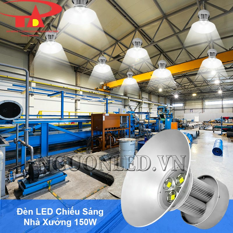 Đèn led highbay 150W chiếu sáng kho hàng với ánh sáng mạnh mẽ và đều