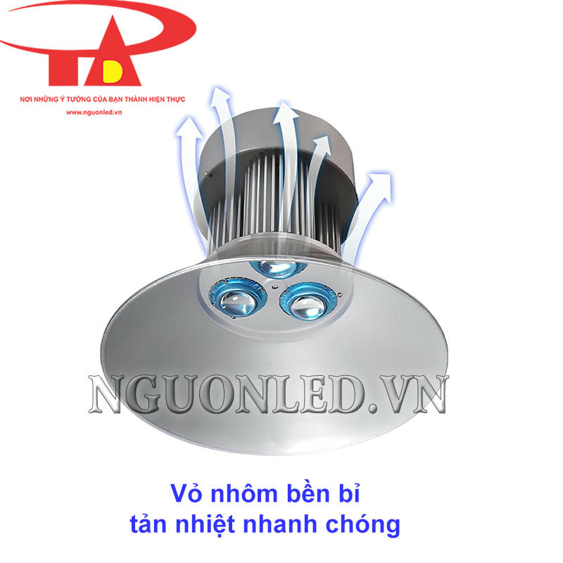 Vỏ nhôm tản nhiệt của đèn led chiếu sáng nhà xưởng 150W giúp giảm nhiệt hiệu quả