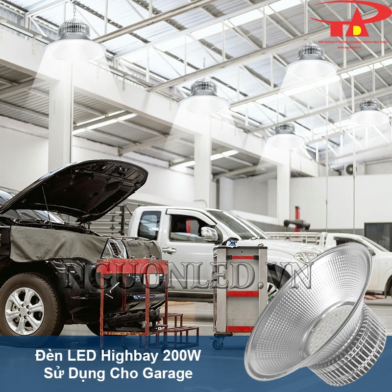 Đèn led nhà xưởng 200W chiếu sáng cho garage sửa chữa