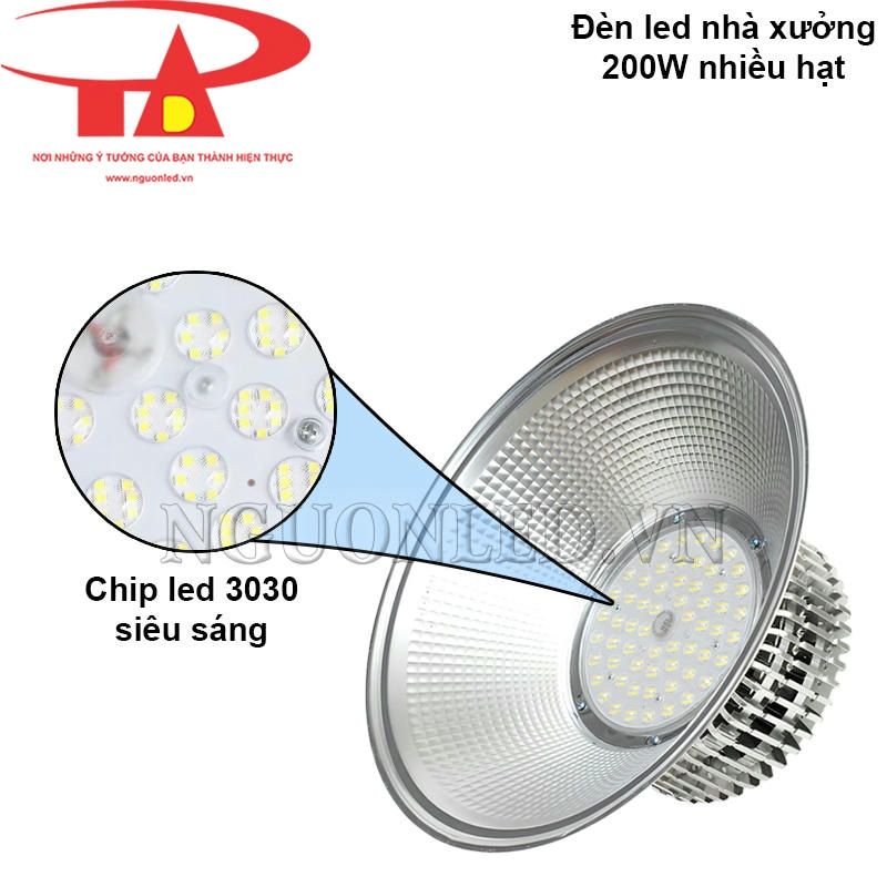 Đèn nhà xưởng 200W chóa kim cương với chip led 3030 siêu sáng, tiết kiệm điện