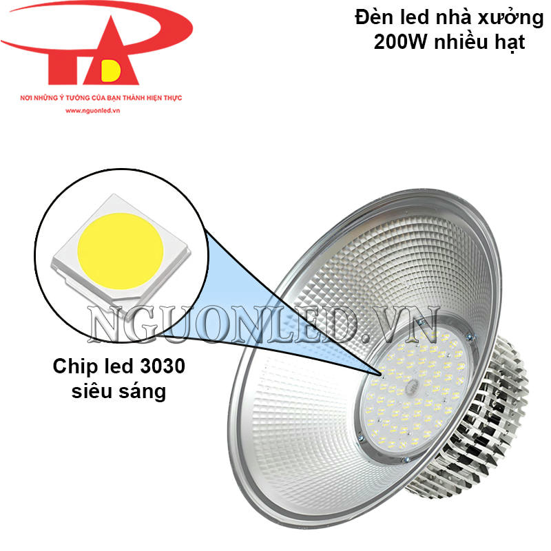 Đèn nhà xưởng 200W chóa kim cương với chip led 3030 siêu sáng, tiết kiệm điện
