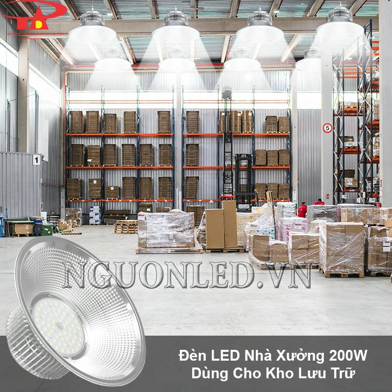Đèn led nhà xưởng 200W chóa kim cương dùng cho kho lưu trữ hàng hóa