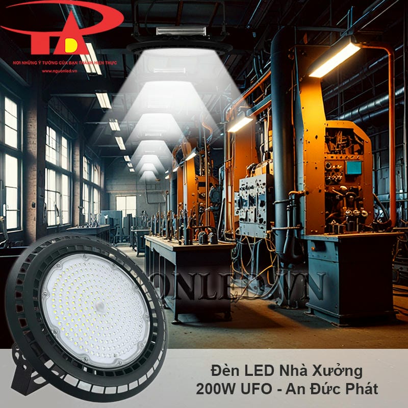 Đèn led nhà xưởng 200W ánh sáng phủ đều