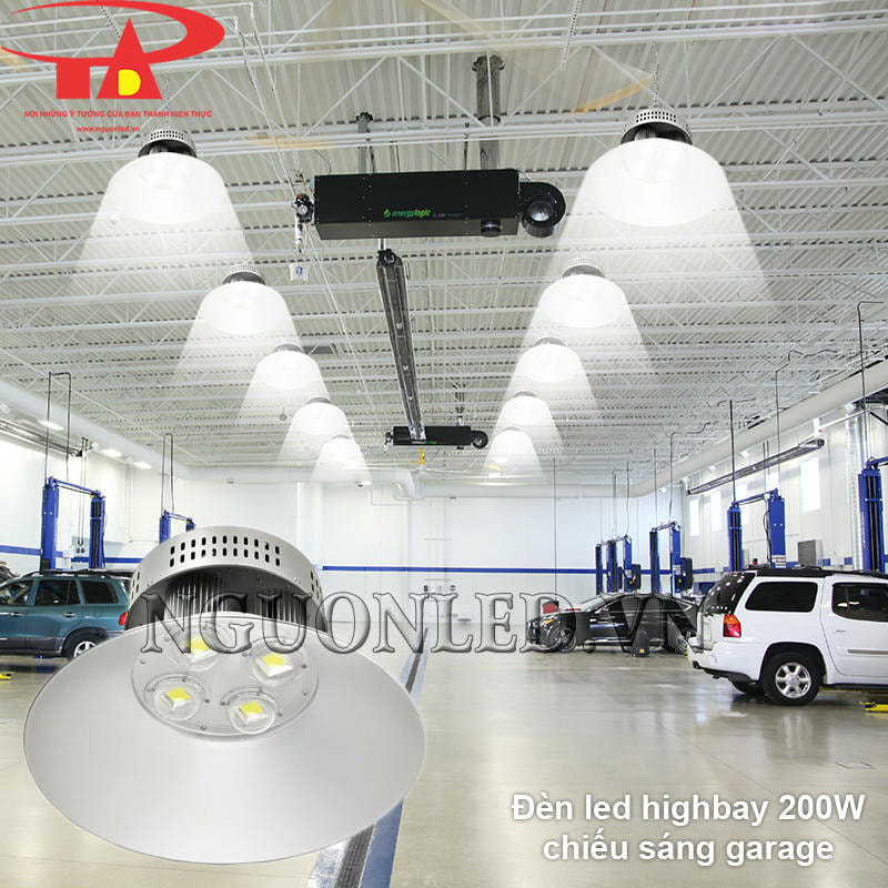 Đèn led highbay 200W ánh sáng mạnh, dùng cho garage