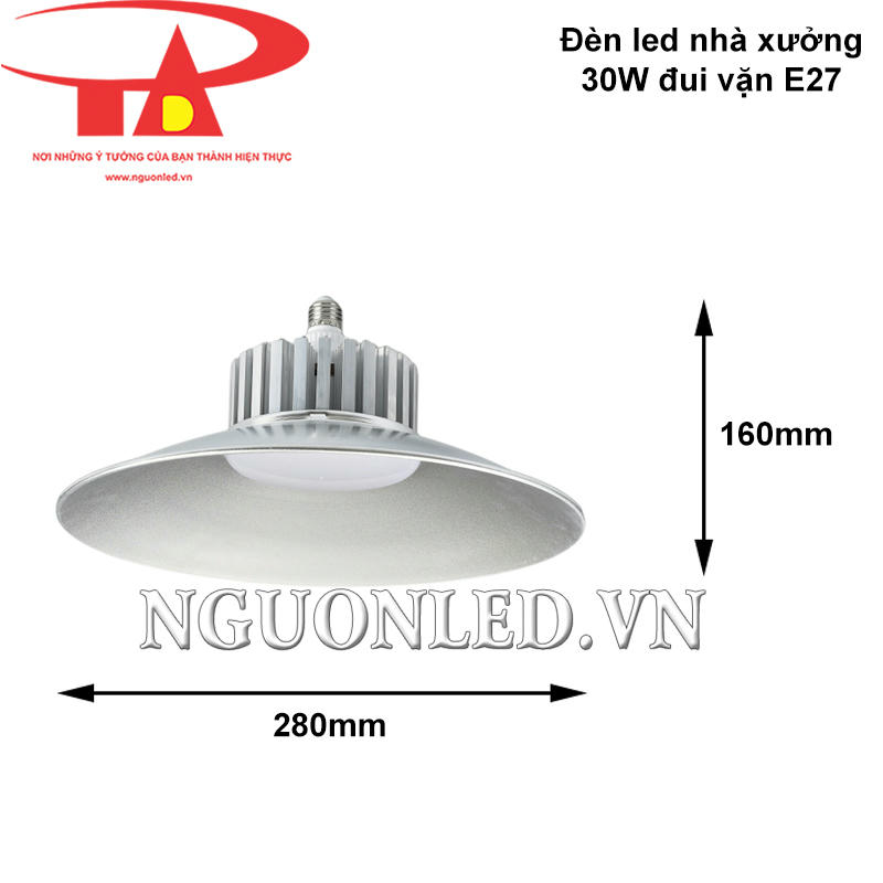 Kích thước đèn led nhà xưởng 30W E27 nhỏ gọn giúp tiết kiệm không gian