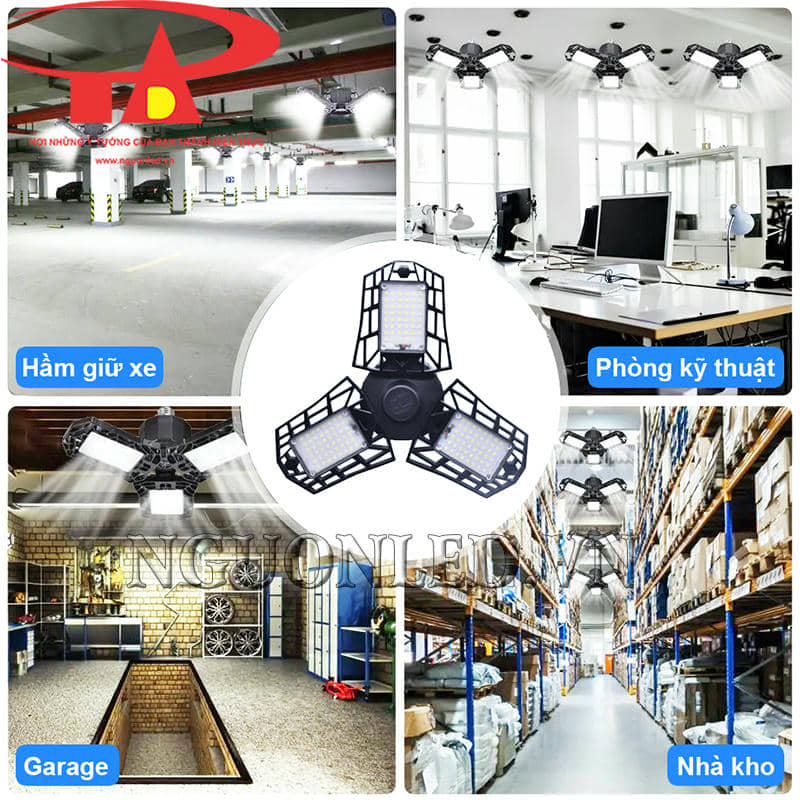 Đèn LED highbay 50W cánh quạt chiếu sáng kho hàng, garage, phòng kỹ thuật, hầm giữ xe