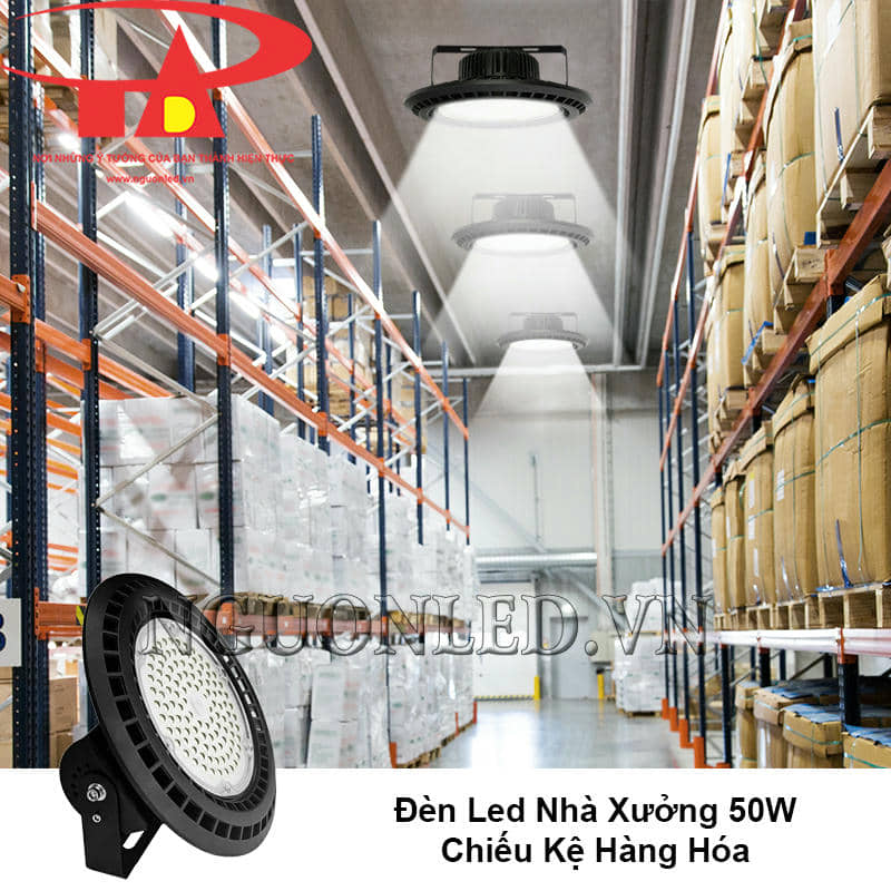 Đèn led nhà xưởng 50W UFO dùng cho kệ hàng hóa