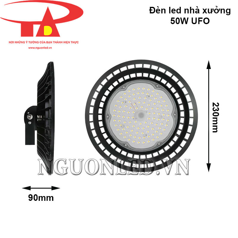 Đèn nhà xưởng UFO 50W thiết kế nhỏ gọn, dễ lắp đặt